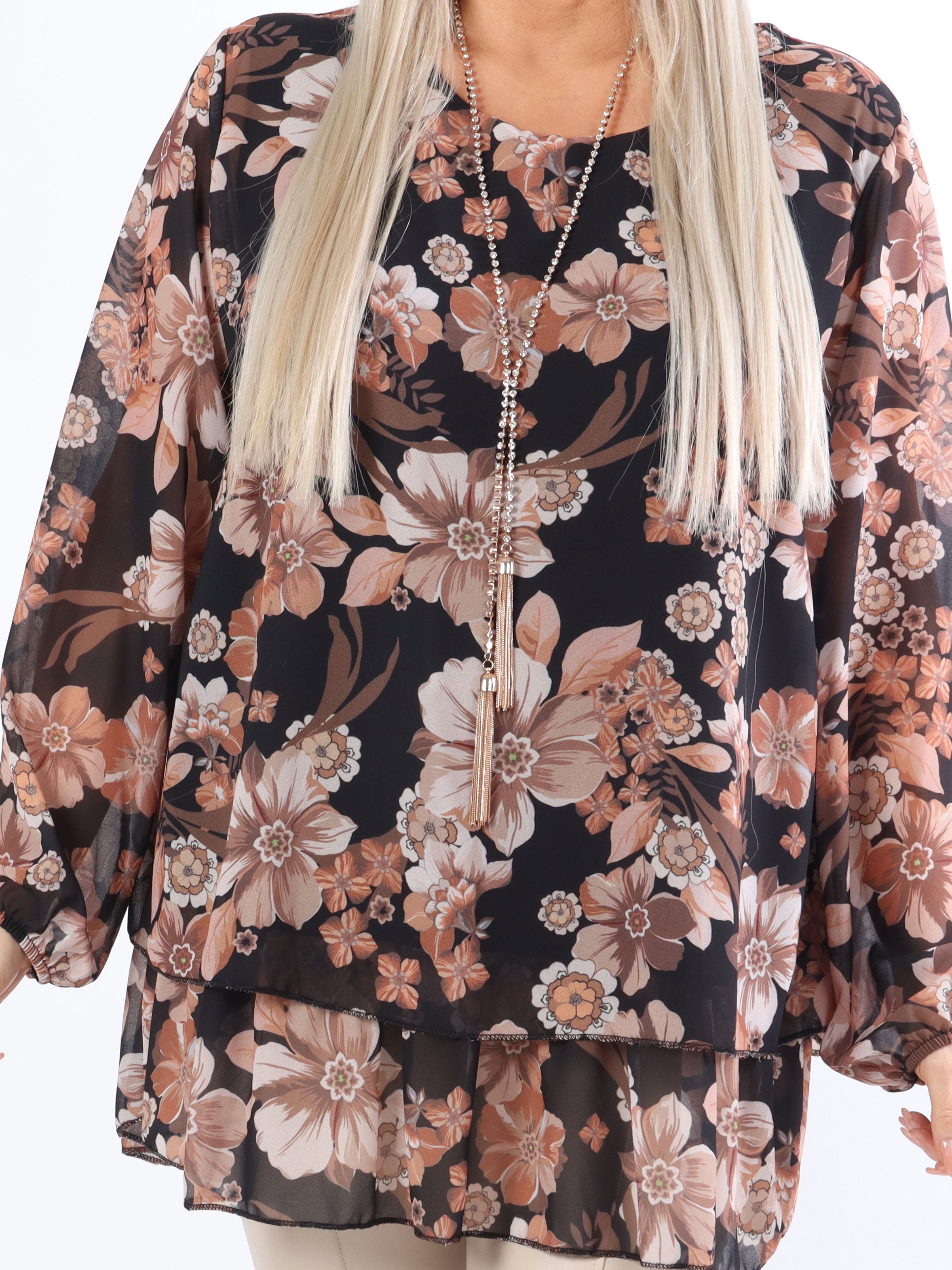 Wicky - Sød plus size tunika med blomstermotiv